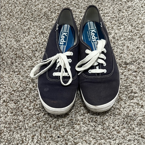 Keds Dark Blue Canvas Shoes with White Laces - Picture 1 of 5